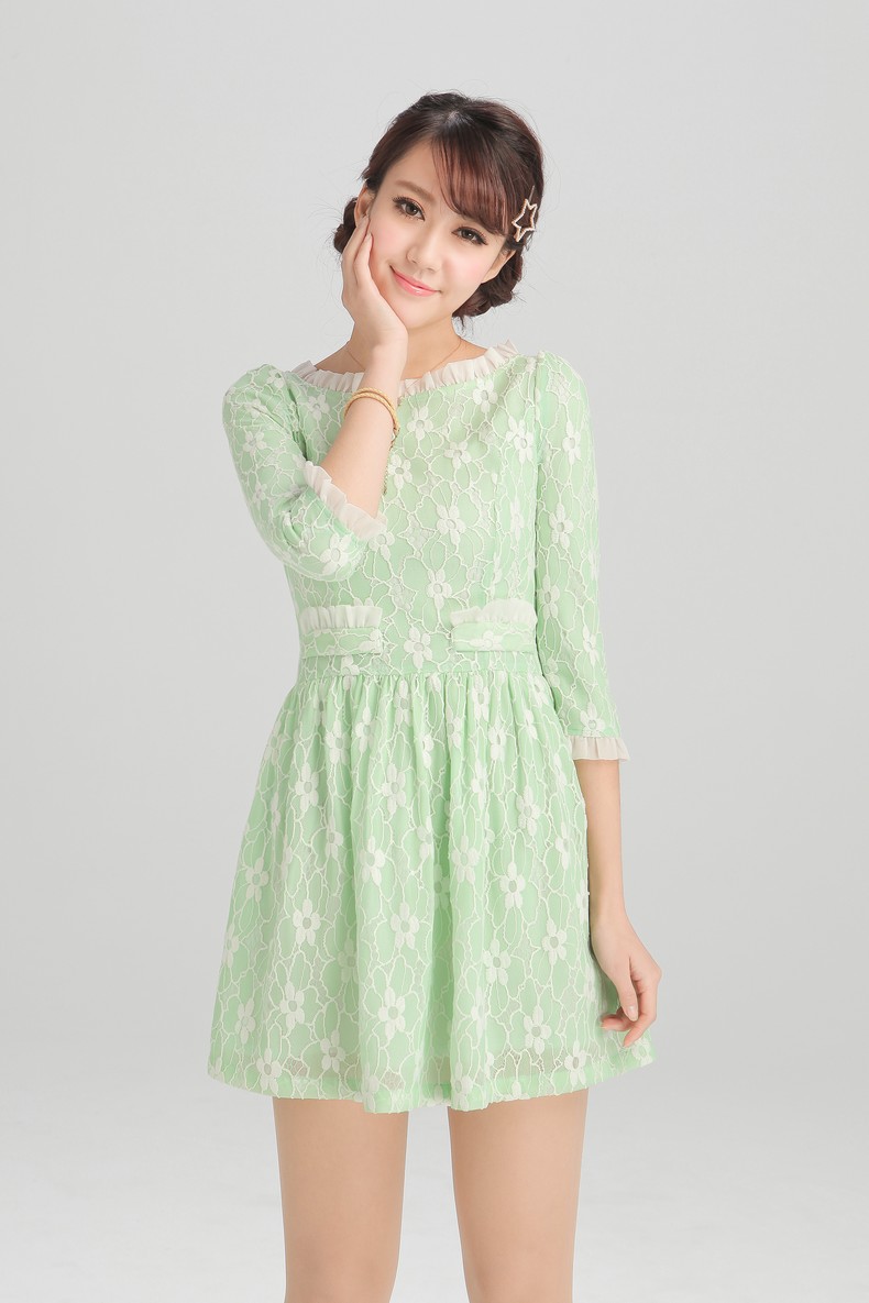 WD6875 Sweet Lace Dress Green