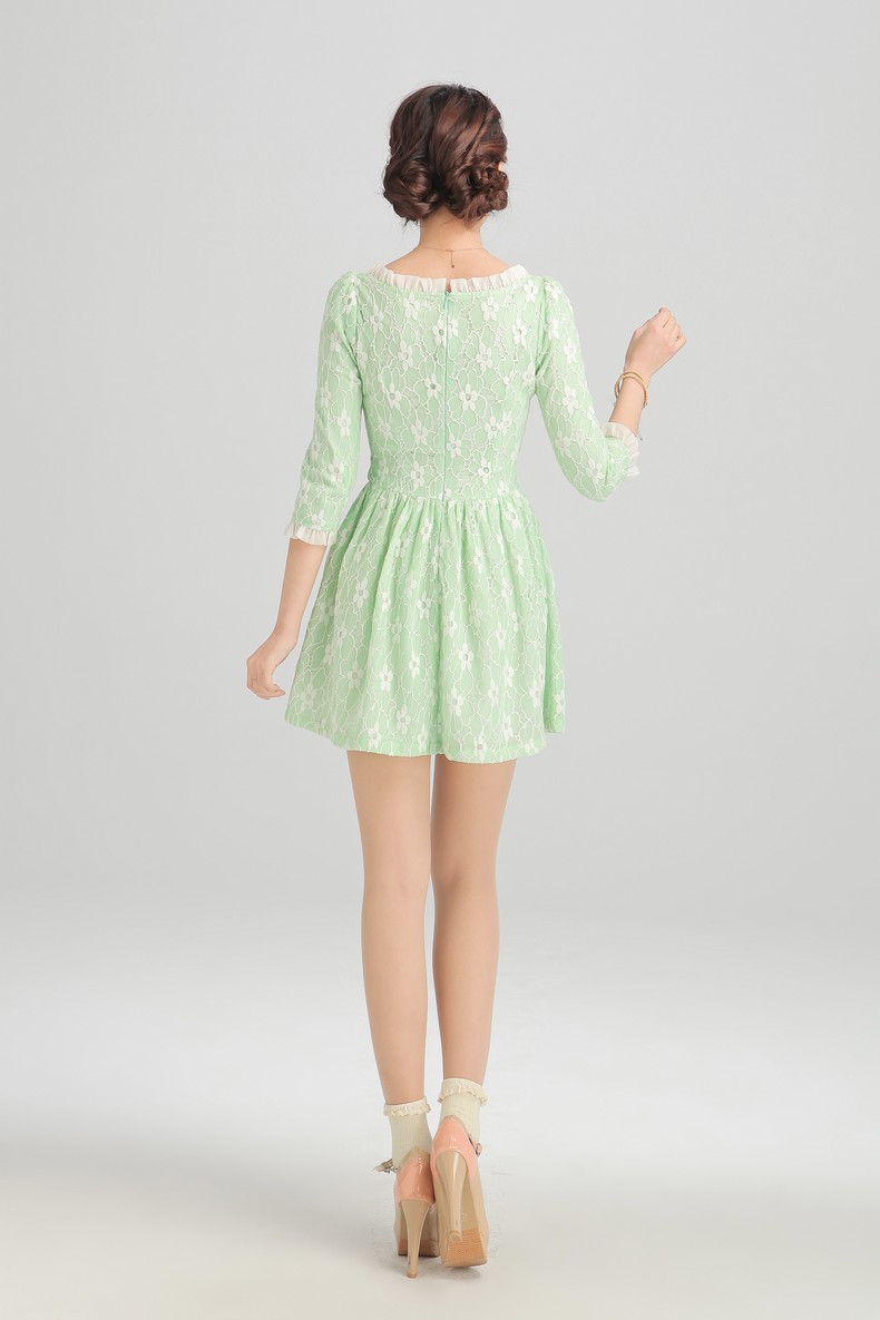 WD6875 Sweet Lace Dress Green
