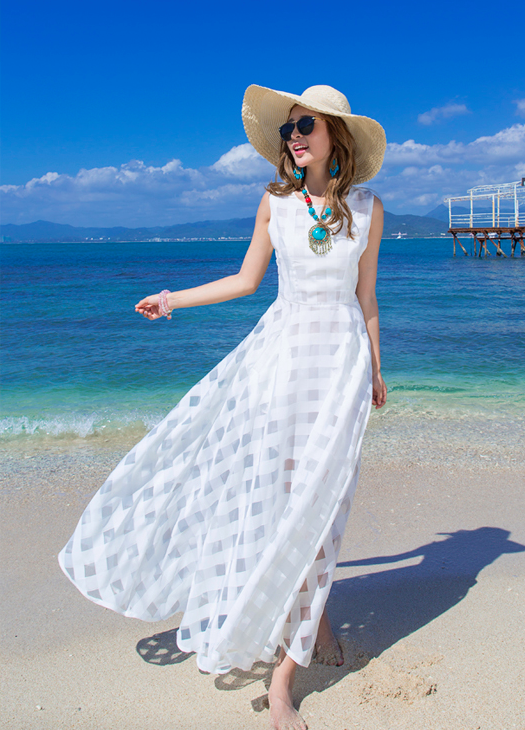 WD6968 Elegant Maxi Dress White