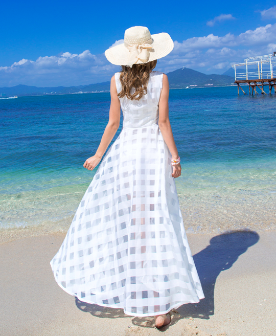 WD6968 Elegant Maxi Dress White