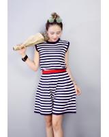 WT7210 Fashion Top and Pant Blue Stripe