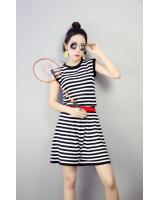 WT7210 Fashion Top and Pant Black Stripe