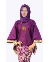 JW5016 Batwing Kaftan with songket skirt Purple