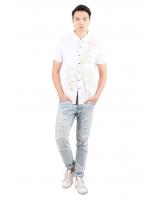 QA-283 Printed Fashion Men Shirt White