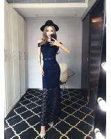 GW2213 Pretty Off Shoulder Dress Blue