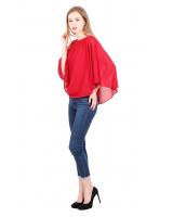 QA-345 Stylish Flared Sleeves Top Red