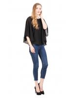 QA-345 Stylish Flared Sleeves Top Black