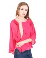 QA-345 Stylish Flared Sleeves Top Pink