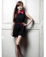 SWK91024 Fashion Sleeveless Dress Black