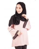 QA-396 Fluted Sleeves Women Blouse Dust Pink