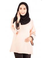 QA-396 Fluted Sleeves Women Blouse Peach