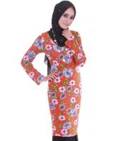 MH077 Floral Long Blouse Orange