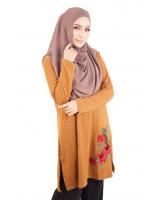 QA-402 Embroidery Muslimah Top Brown