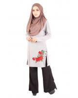 QA-402 Embroidery Muslimah Top Grey