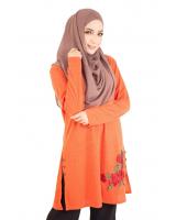 QA-402 Embroidery Muslimah Top Orange