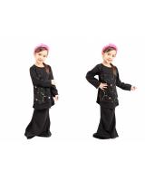 QA-419 Kids Modern Lace Baju Kurung Black