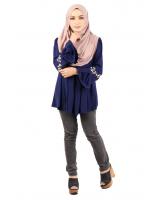 QA-424 Women Muslimah Flare Top Blue