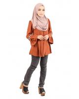 QA-424 Women Muslimah Flare Top Brown