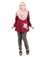 QA-434 Lovely Floral Embroidery Top Maroon