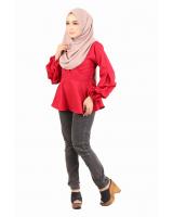 QA-442 Elegant Peplum Top Red