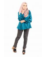 QA-442 Elegant Peplum Top Turquoise