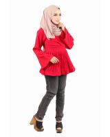 QA-443 Women Peplum Blouse Red