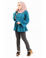 QA-443 Women Peplum Blouse Turquoise