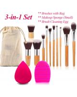 BL5015 3 in 1 Bamboo Makeup Brush Set As Picture