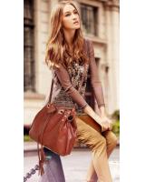 KW80385 Bucket Tassel Sling Bag Brown