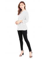 QA-511 Women's Mandarin Collar Top White