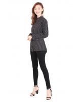 QA-511 Women's Mandarin Collar Top Black