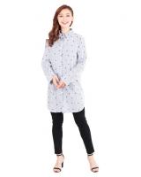 QA-512 Printed Women's Blouse Blue Grey