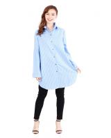 QA-514 Women's Striped Blouse Baby Blue