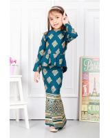 QA-575 KIDS MODERN PEPLUM SET EMERALD GREEN