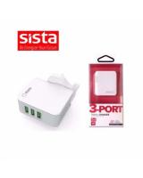 SISTA 3-PORT (3.4A) 2IN1 TRAVEL CHARGER WITH DETACHABLE UK PLUG (READY STOCK)