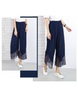 QA-644 WOMEN'S ELASTIC PALAZZO NAVY BLUE