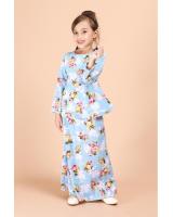 QA-695 KIDS FLORAL KURUNG SKY BLUE