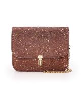 KW80588 GLITTER SLING BAG DARK BROWN