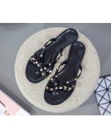 QA-724 RIBBON FLAT SANDAL BLACK