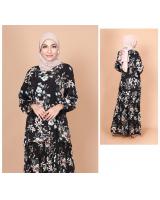 QA-764 FLORAL PRINTED SET WEAR BLACK