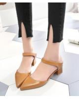 KL792 - Fashion Soft PU Heels Brown