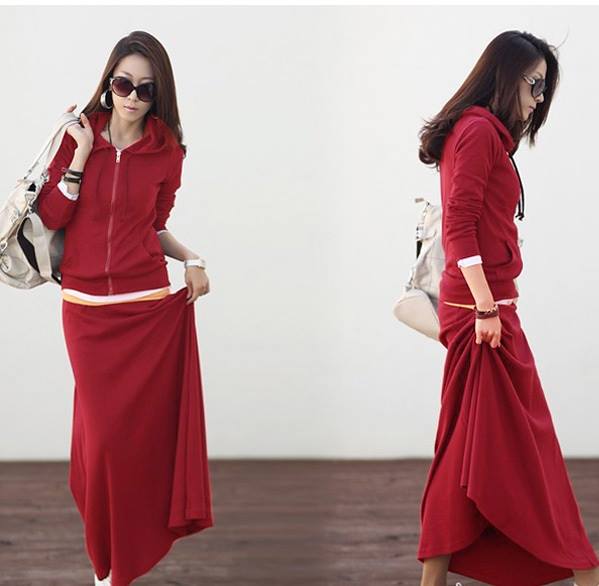 WD8418 Korea Fashion Jacket N Skirt Red (1 set)