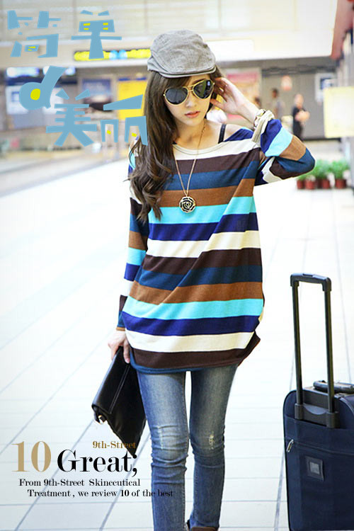 WT4171 Stripe Long Top As Picture