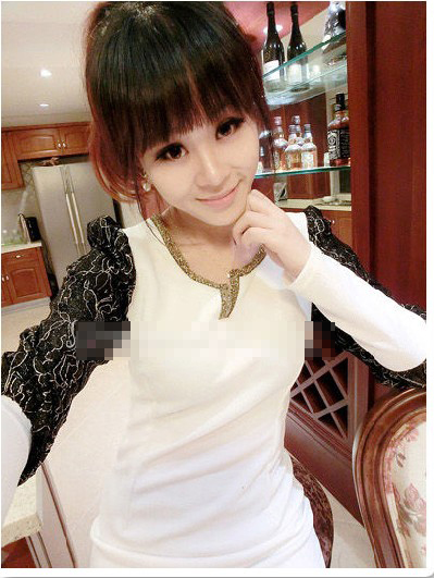 WD9229 Sexy Lace Sleeves Dress White