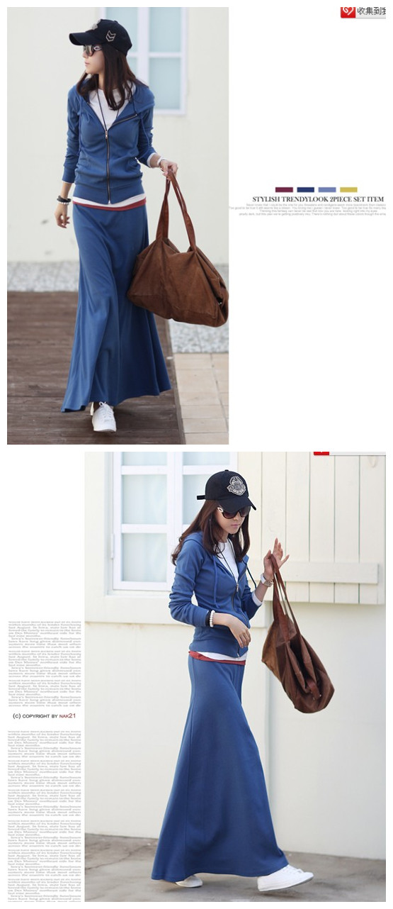 WD8418 Korea Fashion Jacket N Skirt Blue (1 set)