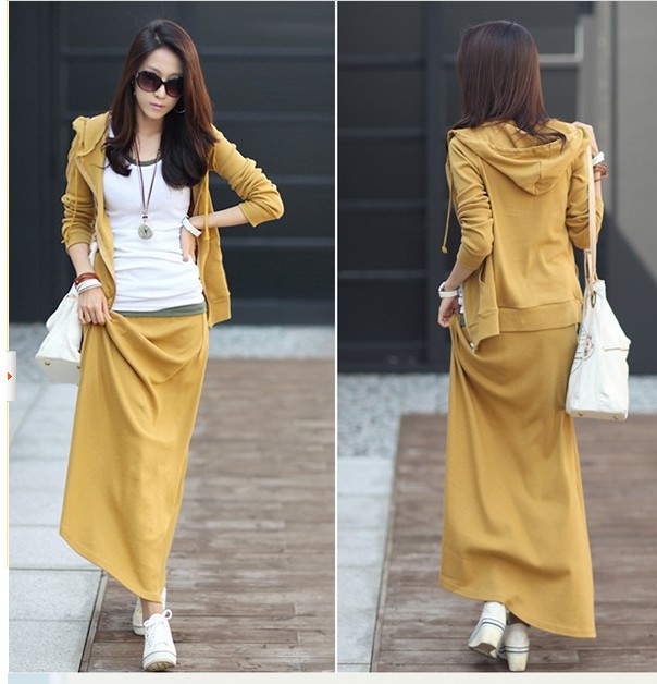 WD8418 Korea Fashion Jacket N Skirt Yellow (1 set)