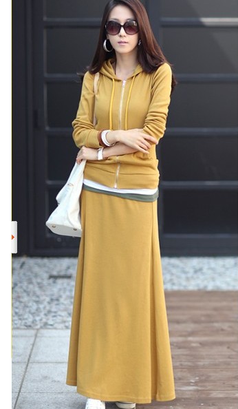 WD8418 Korea Fashion Jacket N Skirt Yellow (1 set)