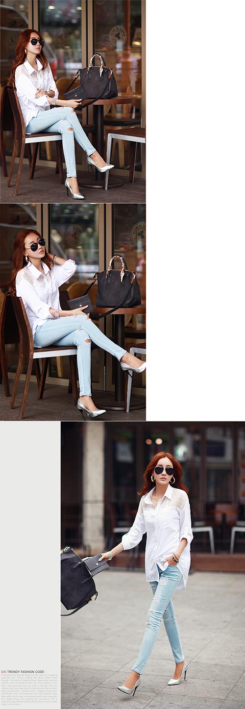 WT4674 Korea Fashion Top White