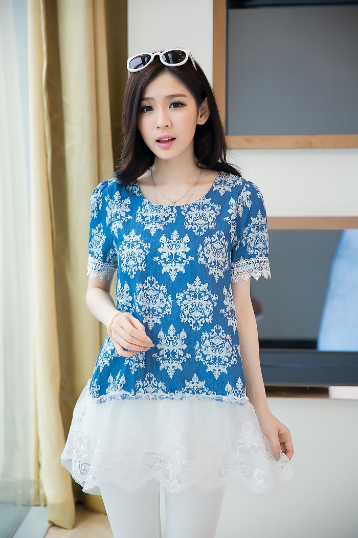 WT4679 Fashion Top Big Flower