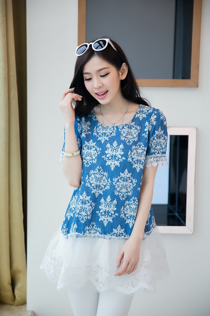 WT4679 Fashion Top Big Flower